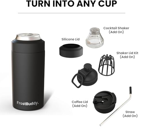 Image of Frost Buddy Universal Buddy Can Cooler - Fits All - For Regular 12 & 16 oz or Slim-Size Bottles - Insulated Double-Walled Stainless Steel (Merica)