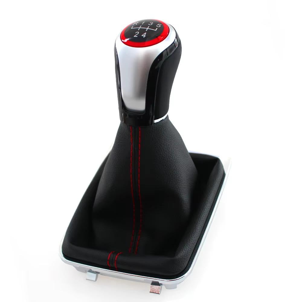POANBCGY Auto Parts for Golf 7 Mk7 GTI GTD 2013-2018 Shift Handball Dust Cover Manual Transmission Gear Head Car Accessories Leather(Red 5-Speed Set)