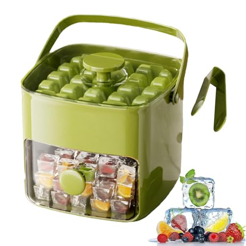 Bandeja De Hielo Con Tapa Y Cubo | Doble Capa de Fácil Desmoldeo,Cubitera De Fácil Desmolde | para Hogar Oficina Apartamento Autocaravana Bar Cóctel Verano Propietarios Anfitriones Club
