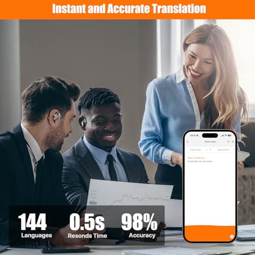 AI Translation Earbuds Real Time for iPhone and Android, 144 Language Translator Earbuds 3-in-1 Translating Headphones Audifonos Traductores Translator Device for Travel Business Learning — view 2