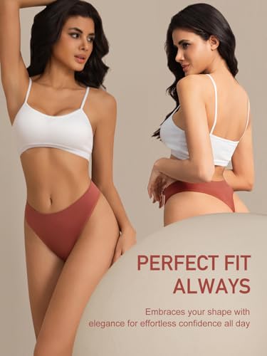 Seamless No Show Thongs for Women: Breathable Underwear for Ladies Comfortable Stretch Hipster Panties 6 Pack3