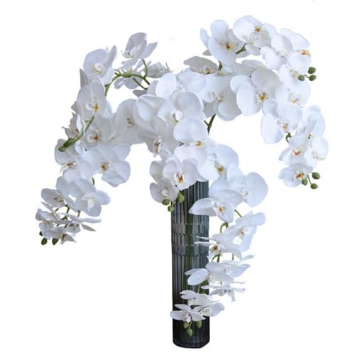 Xshelley 6 orquídeas artificiales de tacto real de 70 cm, 9 cabezas de látex Phalaenopsis, flores artificiales de orquídeas para decoración del hogar y boda