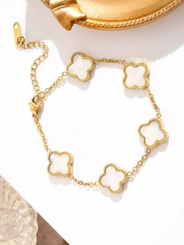 Image of Stylish White Floral Charms Bracelet for Women and Girls