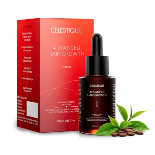 Celestique Advanced Hair Growth Serum for Men & Women |1% Redensyl, 0.5% Biotin & 0.5% Caffeine | Reduces Hair Fall, Strengthens Roots & Boosts Density | Lightweight Non-Sticky Scalp Serum |