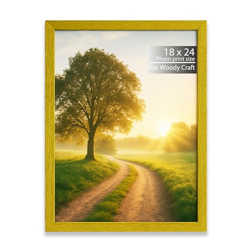 Image of Photo Frame 18x24 Inch | Yellow Photo Frame For Wall | Trendy Wall Frame | Wooden Photo Frame Crafted For Style | Artistic Big Photo Frames For Wall | Ideal Empty Frames For Wall Decor
