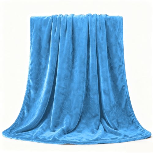 LZJD Mantas para Cama 50 x 70 cm Cálida y Mullida Mantas para Sofa Grande Franela Cara Suave para Sofá, Manta Fular, Funda de Sofá, Azul