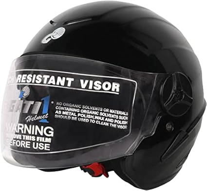 Open Face Helmet Unbreakable ISI Certified White Visor (Black, Medium 580mm)