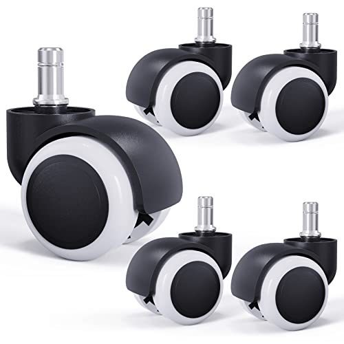 Imagen de LIHAO 5X Ruedas Silla Oficina 11mm/50mm Rueda Silla Giratoria (Blanco y Negro, 11 mm/50 mm)