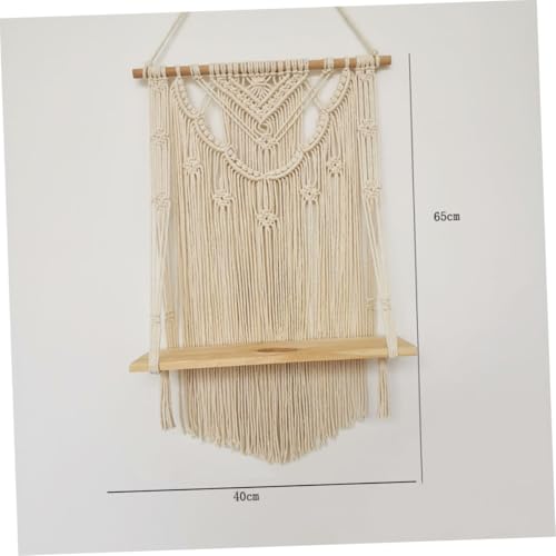 Étagère murale macramé bohème bois suspendue avec rangement salon