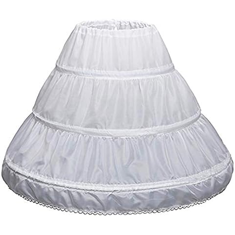 Mädchen Kinder Petticoat A-Linie 3 Reifen Einschichtige Kinder Krinoline Spitzenbesatz Blumenmädchen Kleid Unterrock Verstellbare Taille Für Alter 6-11 Jahre alt Cover