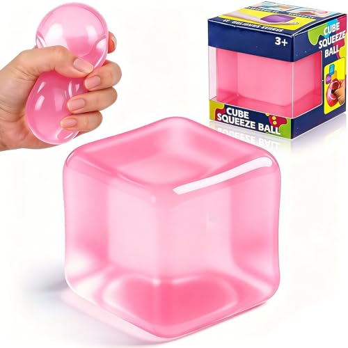 Image of Ice Cube Squishy Fidget Toy:Square Maltose Stress Ball for Anxiety Relief, Soft Squeeze Sensory Toy for Men Women Adults Office Desk, Clear Water Cube Hand Exercise Toy, Fun Birthday Gift Party Favors