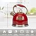 Tea Kettle, Stovetop Whistling Teapot, Stainless Steel, Red, 3.0-Quart
