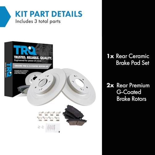 Image of TRQ Rear Brake Pad and Rotor Set Ceramic Coated Rotors Compatible with 2018-2020 Mitsubishi Eclipse Cross 2017-2020 Outlander 2018-2021 Outlander PHEV