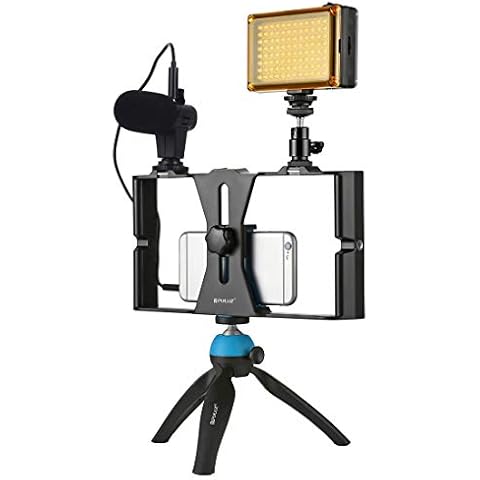 PULUZ PKT3023 Cine de mano para smartphone con luz LED y micrófono Cover