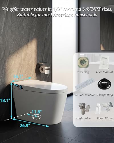 Image of TOTTE Premium Smart Toilet with Bidet Built-in, 1000g MaP Flush Score, Foam Shield, ADA Comfort Height Heated Seat, Automatic Lid, Warm Air Dryer & Instant Warm Water, Tankless Toilet