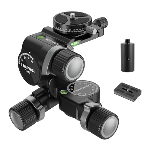NEEWER 3 Wege Neiger Stativkopf mit 360° Schwenk Arca QR Platte, Millimeter Mikroeinstellung… – Ansicht 1