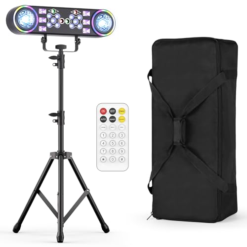 7-en-1 Luminaire de Fête Disco, Lumière DJ, Projecteur de Fête avec Trépied Télescopique et Sac de Transport, Stroboscope de Fête avec Télécommande...