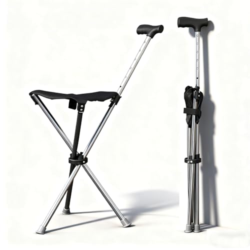 FORTSPANG Faltbarer Gehstock mit Sitzfunktion | 80-90cm Höhe...