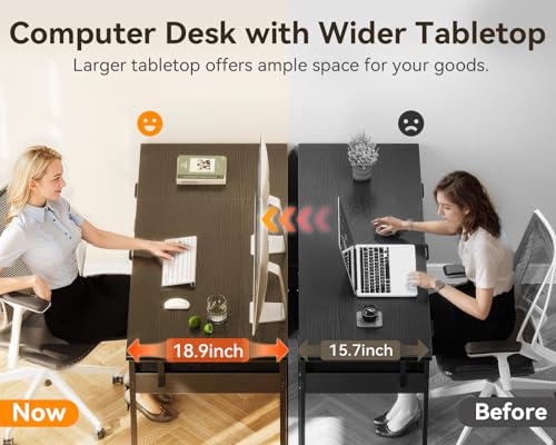 Image of ODK Computer Desk with 6 Drawers, 48 Inch Office Desk with Storage, Reversible Desk with Headphone Hook for Home Office, Work Study Table for Bedroom, Black