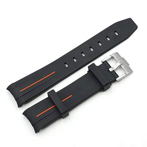 20mm Curved End Silicone Rubber Watch Strap w/Buckle fit for Rolex GMT Yatch