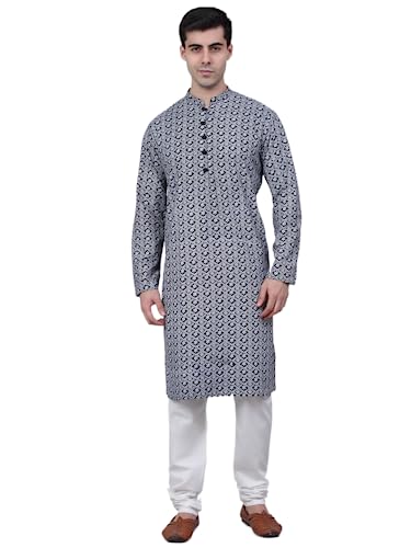 Image of Jompers Men's Embroidered Pure Cotton Kurta Pyjama Set.