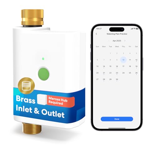 Image of meross WiFi Water Hose Timer, Smart Sprinkler Timer with Brass Inlet & Outet, Work with Apple Homekit, Alexa & Google Assistant, Water Valve for Lawn, Garden, Yard and Pool, MSH400 /MSH450 Hub Required