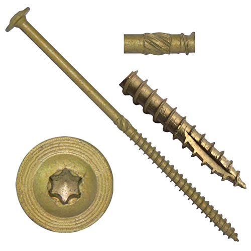 #17 x 6" Construction Lag Screw Exterior Coated Torx/Star Drive Heavy Duty Structural Lag Screw Far Superior to Common Lag Screws - Modified Truss Washer Head - 100 Screw Count