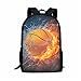 Biyejit Fire Water Basketball Print Kids Backpack for School Boys Girls with Side Pocket Teenage School Bags