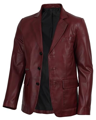 Image of Mens Real Lambskin Leather Blazer Jacket Sport Coat Style Business Casual