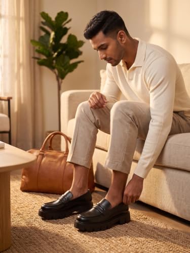 Image of Leo's Fitness Chunky Penny Loafers for Casual Party Slip-On