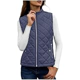 NSICBMNO Navy Body Warmer For Women With Zip Pockets Ladies Quilted Gilet Stand Collar Waistcoat Zip Up Vest Lightweigt Down Jacket Padded Gilet Slim Fit Vest Winter Waistcoat Outwear