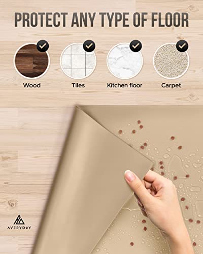 AVERYDAY 32x24 Silicone Dog Water Bowl Mat Fits Multi Cat Feeding Stations, 0.63" High Edge XL Waterproof Rubber Pet Dog Cat Food Bowl Mat/Tray for Floor & Dog Bowls to Protect Wooden Floor - Image 6