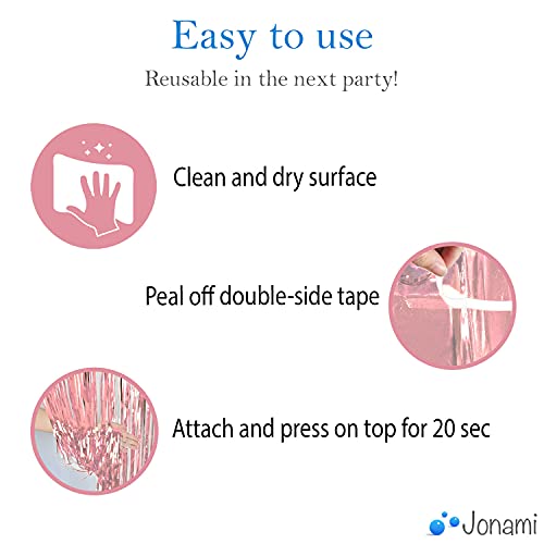 Jonami 2 Shimmer Curtain Rosegold Party Decoration and Birthday, Fringe Foil Curtain Party Tinsel Backdrop, Metallic Tinsel Curtains, Foil Fringe - Image 4