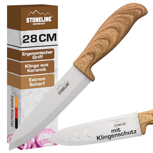 STONELINE Back to Nature Couteau de Chef 28 cm, en Céramique, pour couper les Fruits, Légumes et...