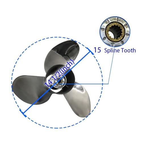 Image of 150-300HP Boat Propeller for 14 1 /2 15 Stainless Steel 15 Tooth Spline 68F-45970-20-00