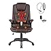 Mecor Heated Office Massage Chair-High-Back PU Leather Computer Chair w/360 Degree Adjustable Height & Armrest (Brown)