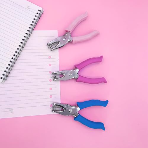 Lochzange Papier, Lochstanzer mit Soft-Griff Lochdurchmesser 6mm, Einzellocher mit Auffangbox für Papierfetzen, Metall Papierlocher für gratfreie Löcher, DIY Basteln für Büro, Zuhause und Klassenraum