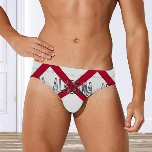 Flag of Alabama State Men's Swimsuit Bikini Briefs Sexy Swim Underwear Stretchy Briefs Quick Dry Swimwear M3