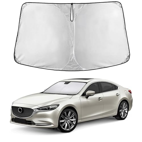 Image of EcoNour Windshield Sun Shade Compatible for Mazda 6 2014-2021 | Sedan Front Window Sunshade | Foldable Sun Visor Protector | UV Protection & Heat Reduction
