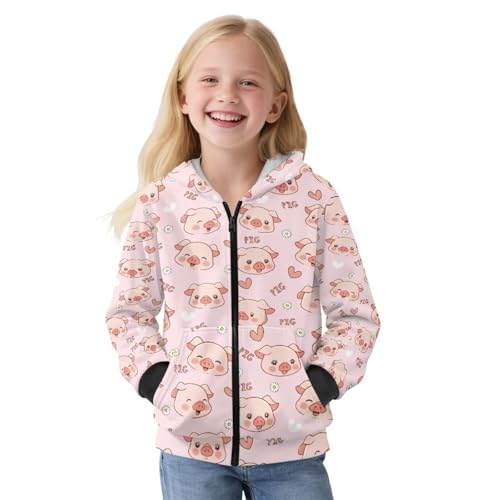 Cute Zip up Hoodie for Girls 6-16 Years Thick Outfits Long Sleeve Jacket Zipper Fall Cardigan