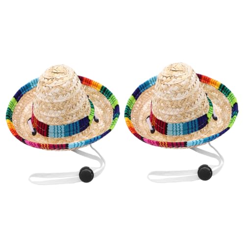 Toddmomy 2Pcs Decorative Dog Sombrero Hat with Brim Fit for Puppies Pet Party Decoration and Photography Prop