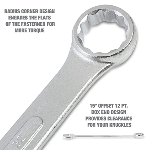 Oemtools 22120 8 Piece Combination Wrench Set | 21, 22, 24, 25, 27, 29, 30, & 32 Mm | Box End & Offset Open-End Combination Wrenches | Automobile Repair & Home Use | Green Canvas Tool Roll Included #TOP4