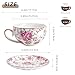 Agyiuns Tea Cup and Saucers, 6.4oz Floral Tea Cups with Gold Trim, Porcelain Teacup, Coffee Cappuccino Espresso Latte Mugs for Party Birthday,Party Cafe Home, Christmas Gift (White)