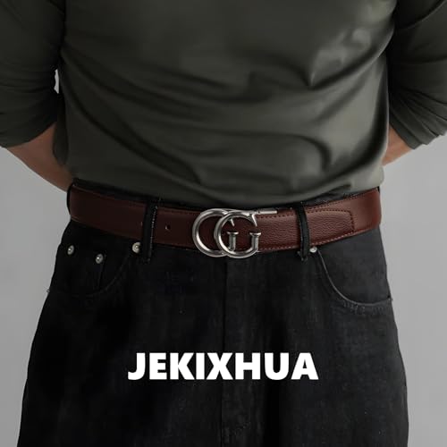 Image of Mens Microfiber Synthetic Leather Belt for Men - Adjustable Strap with Gold Buckle, Belt for Business & Casual