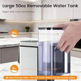 Single Serve Coffee Maker for K-Cup Pod and Grounds, Hot and Iced Coffee Maker with 5 Brew Sizes, 50oz Removable Reservoir, Fast Brewing One Cup Coffee Machine, Stainless Steel, Black