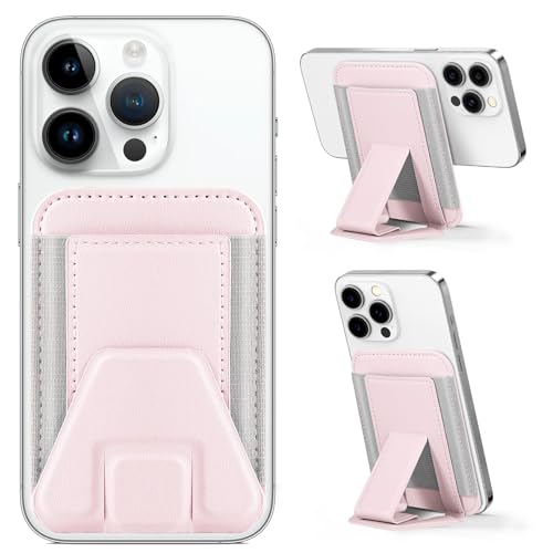 Image of Miroddi for Magsafe Wallet Stand, Magnetic Phone Wallet for iPhone 17 /16 /15 /14 /13 /12 Series, Leather Magnetic Cards Holder, Fits 5 Cards, RFID Blocking, Slim, Pink