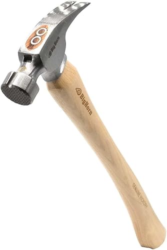 Big Horn 15121 - Martillo para enmarcar mango curvado de 25 onzas, cara fresada, arrancador magnético de uñas, cabeza de acero forjado de una pieza,