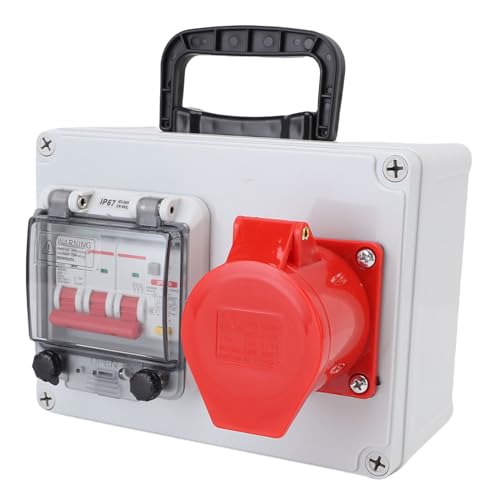 Garosa Portable Distribution Box, Industrial Socket Box with Handle Impact for Warehouse Factory Construction Site, 200x150x100mm Lightweight Outlet for Generators Solar