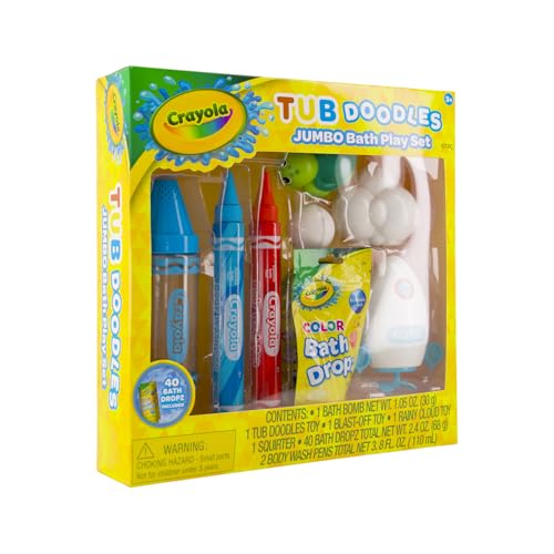 Crayola Bath Tub Doodles Jumbo Bath Time Play Set, Includes 40 Color Bath Dropz, 1 Bath Bomb, 2 Body Wash Pens & 4 Floating Toys, Non-Toxic, Stain Free - image 2