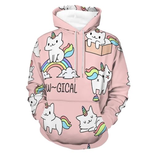Sweats à Capuche Manche Longue Hoodie Chaton Licorne Pull Femme Homme